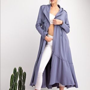 Easel NWT soft terry long cardi faded denim